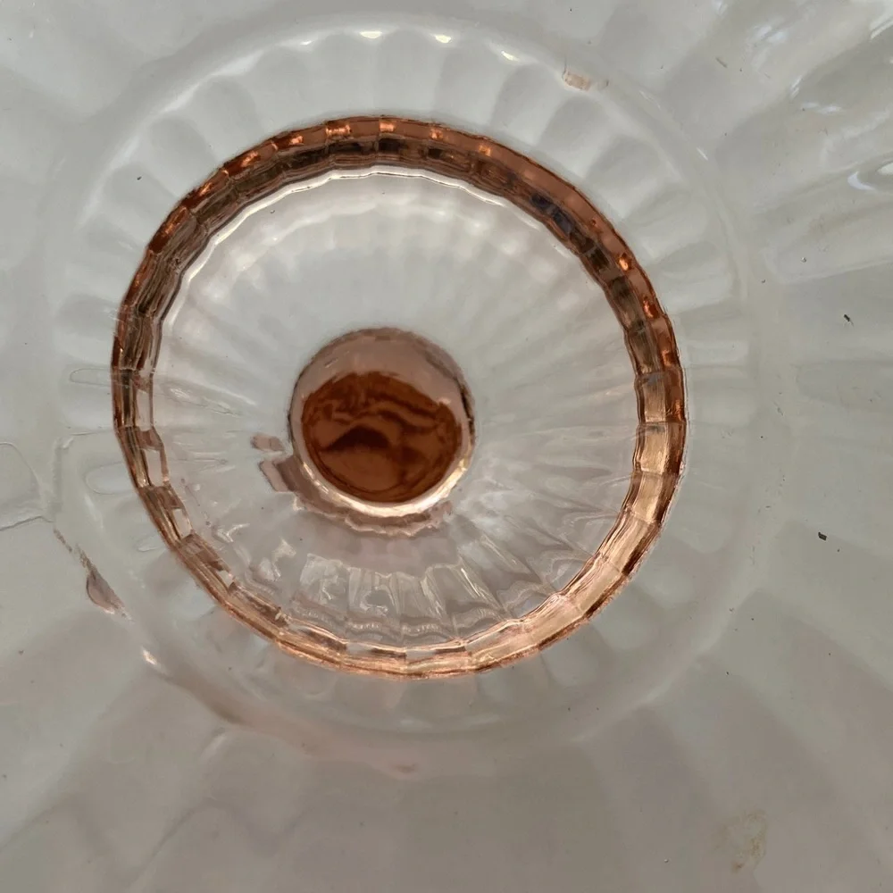 ANCHOR HOCKING Vintage Pink Glass Serving Candy Trinket Dish 4 inches Tall